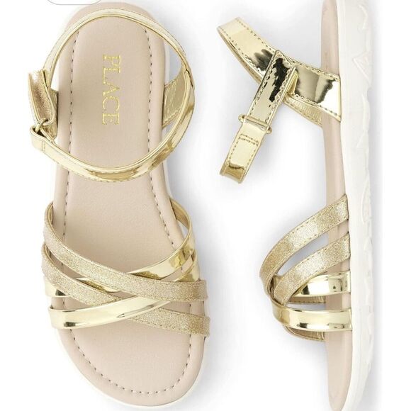 The Children's Place Girls Glitter and Metallic Sandals - Size 13 - Worn Twice! - Picture 2 of 8
